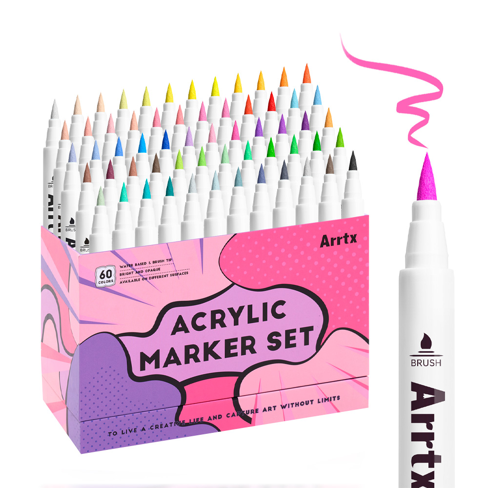 ARRTX MARCADORES DE ACRILICO 60 COLORES PUNTA PINCEL - 2