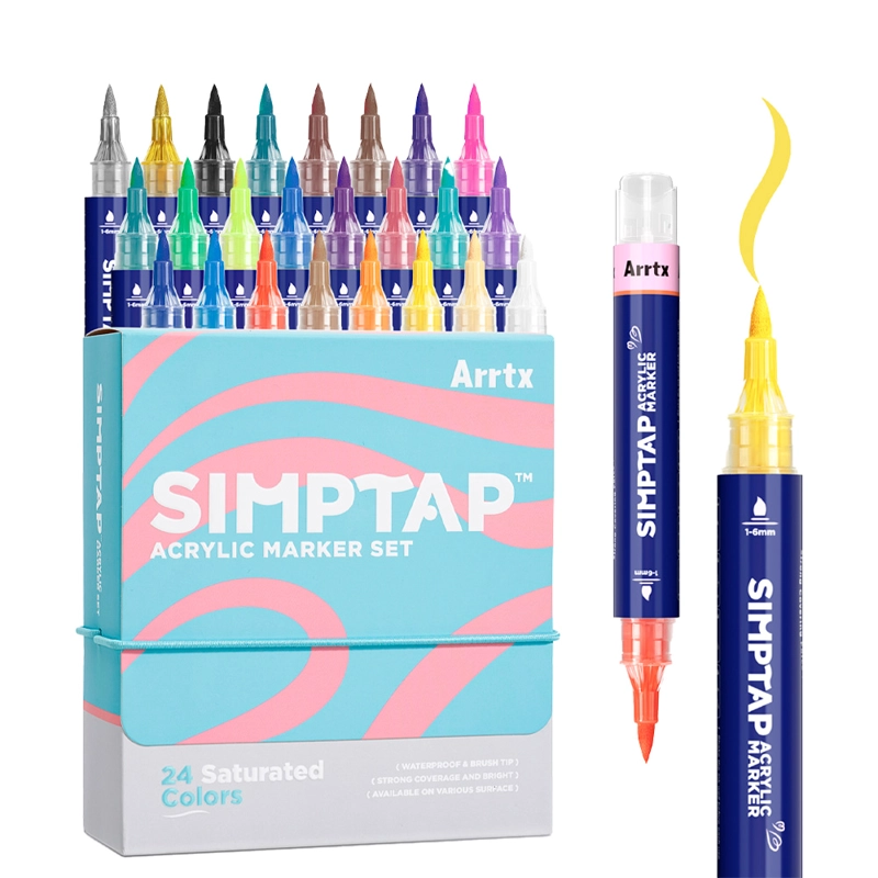 ARRTX MARCADORES DE ACCION PINTURA ACRILICA 24 COLORES PUNTA - 1