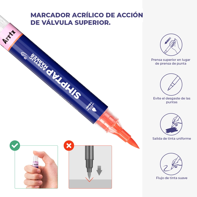 ARRTX MARCADORES DE ACCION PINTURA ACRILICA 24 COLORES PUNTA - 2
