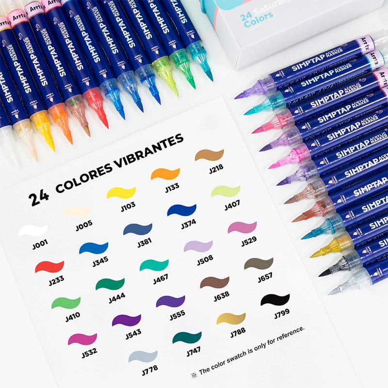 ARRTX MARCADORES DE ACCION PINTURA ACRILICA 24 COLORES PUNTA - 4