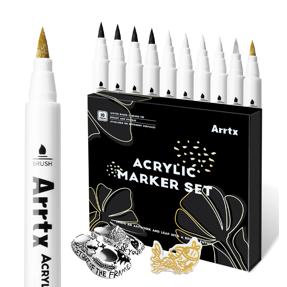 ARRTX 10 MARCADORES DE PINTURA ACRILICA PUNTA DE PINCEL