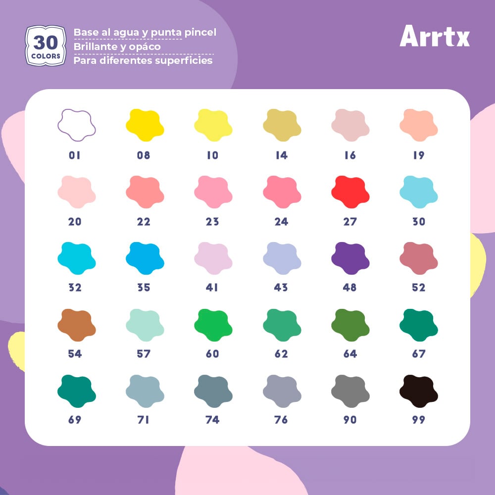 ARRTX MARCADORES ACRILICOS DE 30 COLORES 30A - 2