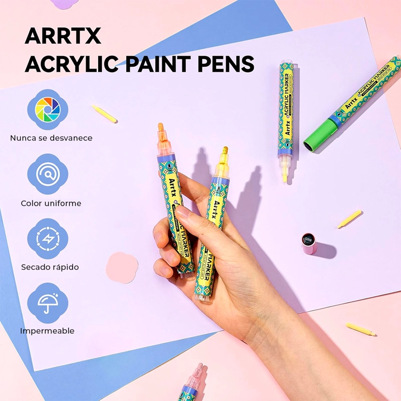 ARRTX MARCADORES ACRILICOS DE 48 COLORES (PUNTA REDONDA) - 3