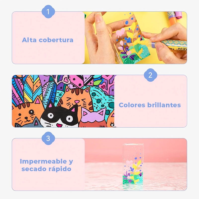 ARRTX MARCADORES ACRILICOS DE 48 COLORES (PUNTA REDONDA) - 6