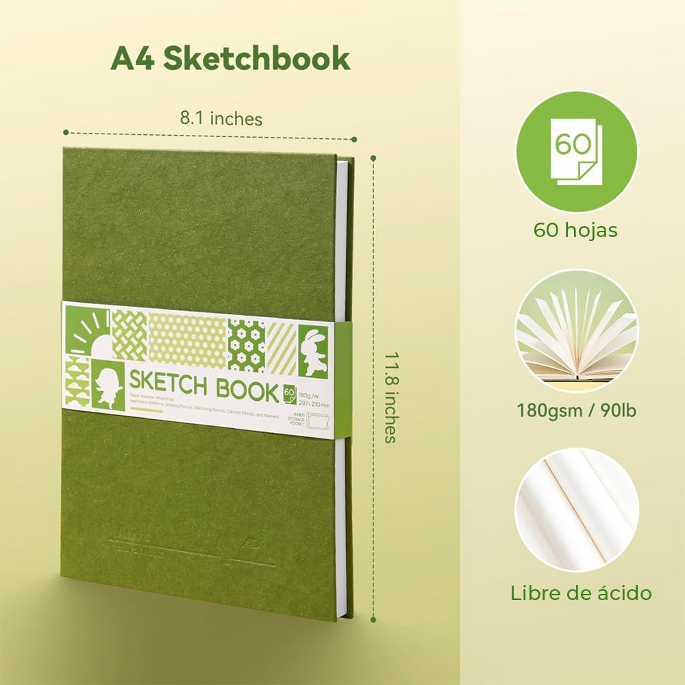 ARRTX CUADERNO DE BOCETOS DE 60 HOJAS 180G TAMAÑO A4 - 4