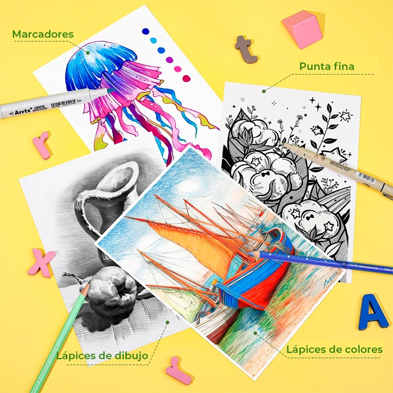 ARRTX CUADERNO DE BOCETOS DE 60 HOJAS 180G TAMAÑO A4 - 5