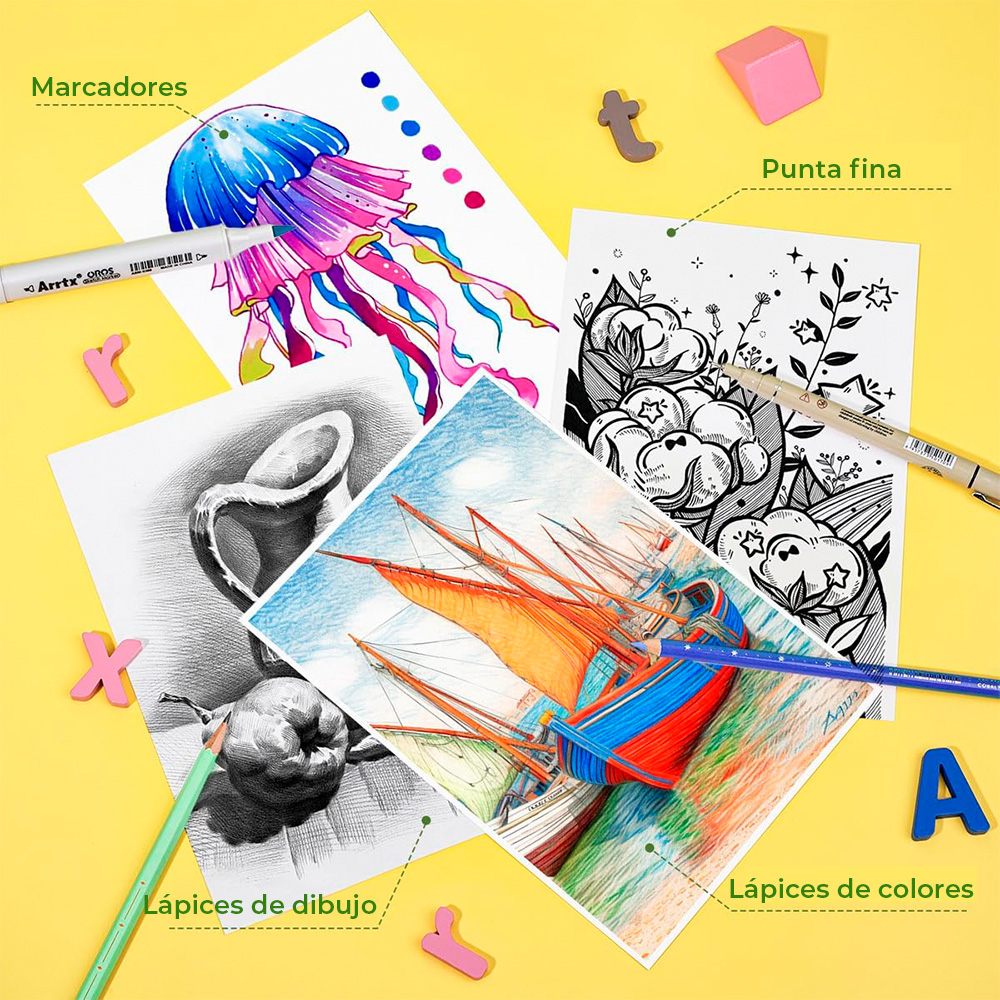 ARRTX CUADERNO DE BOCETOS DE 60 HOJAS 180G TAMAÑO A4 - 5