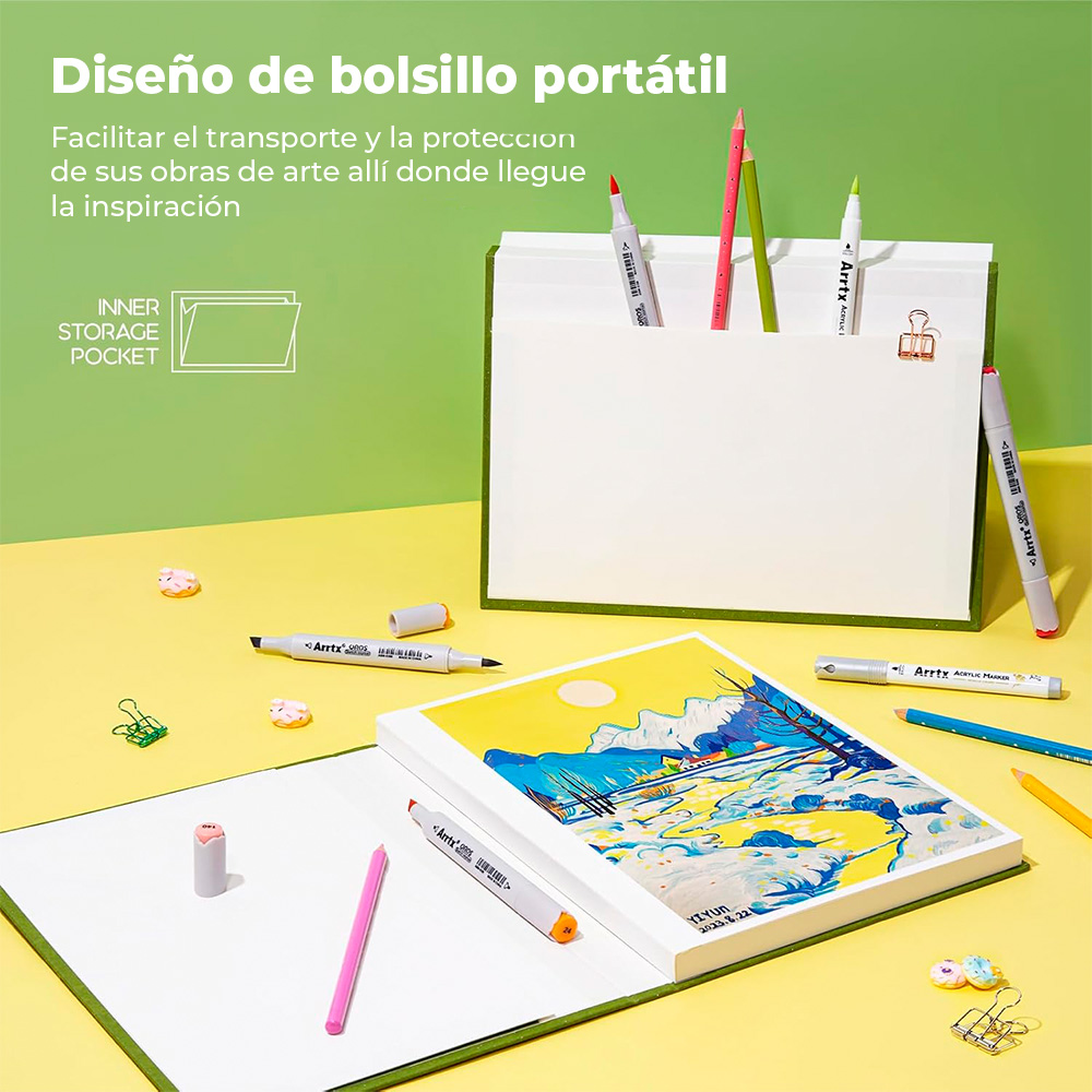ARRTX CUADERNO DE BOCETOS DE 60 HOJAS 180G TAMAÑO A4 - 6