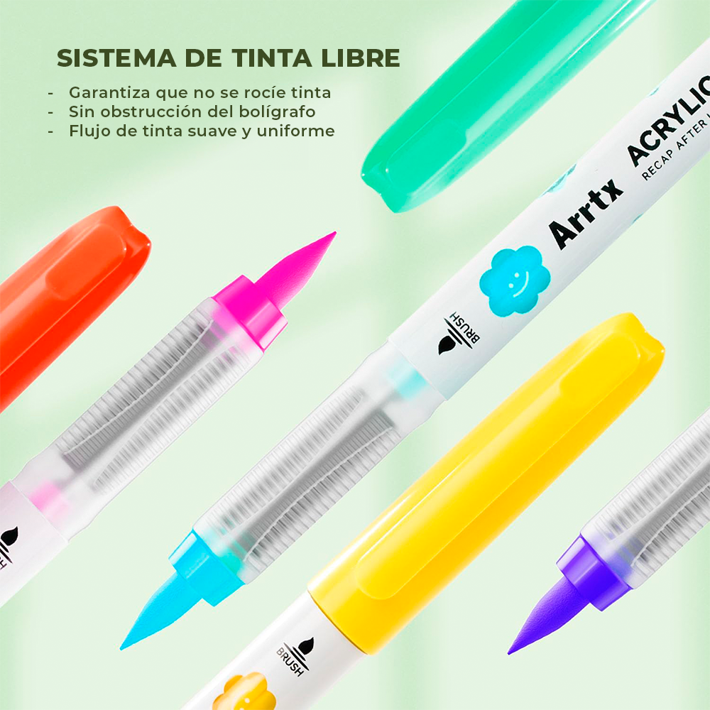 ARRTX MARCADORES ACRILICOS DE 36 COLORES (PUNTA PINCEL) - 3