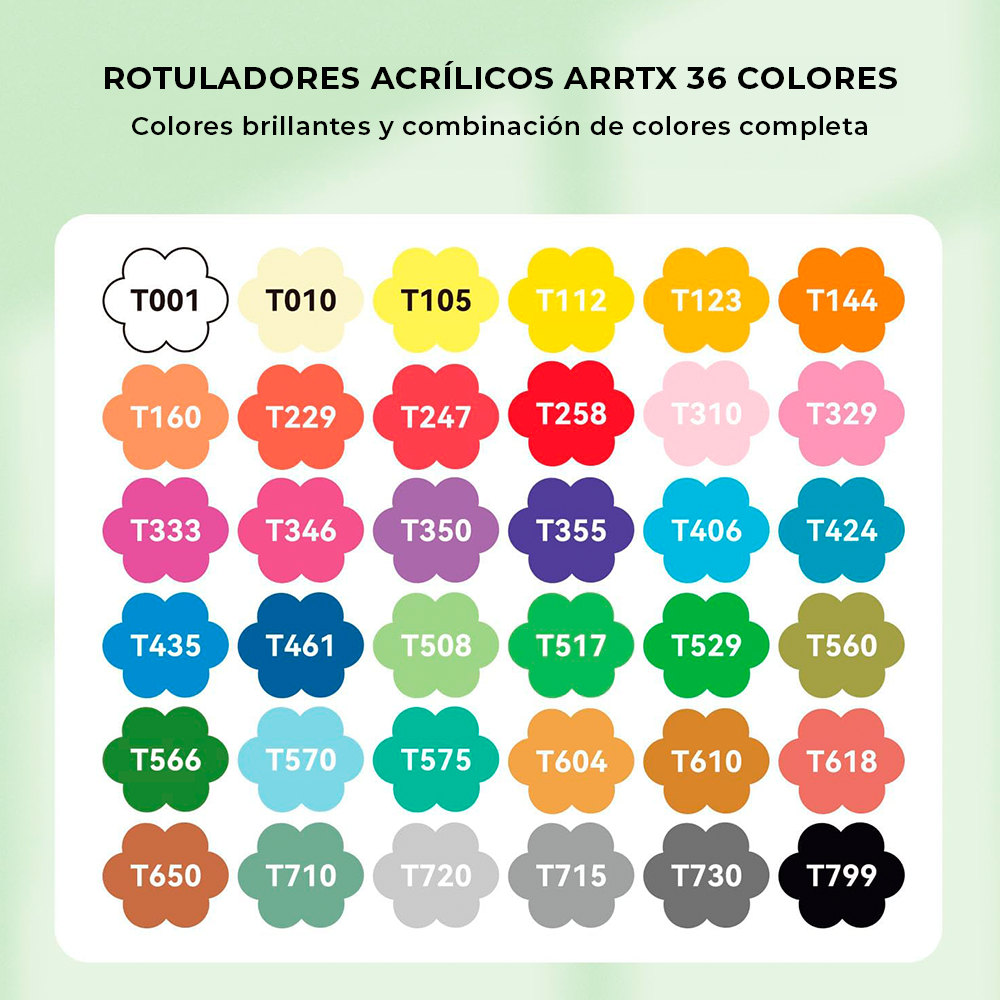 ARRTX MARCADORES ACRILICOS DE 36 COLORES (PUNTA PINCEL) - 5