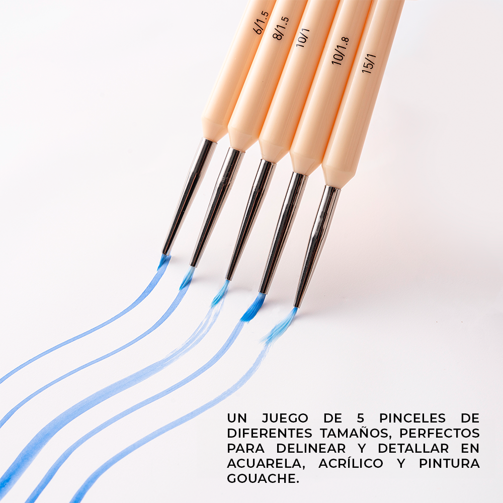 HIMI SET DE 5 PINCELES DETALLES O DELINEADO AMARILLO - 4