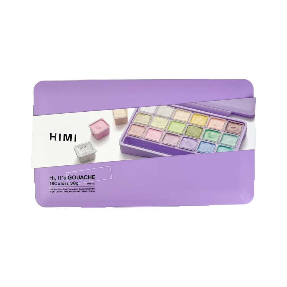 HIMI SET GOUACHE PASTEL 18 COLORES / 30GR ESTUCHE MORADO - 2