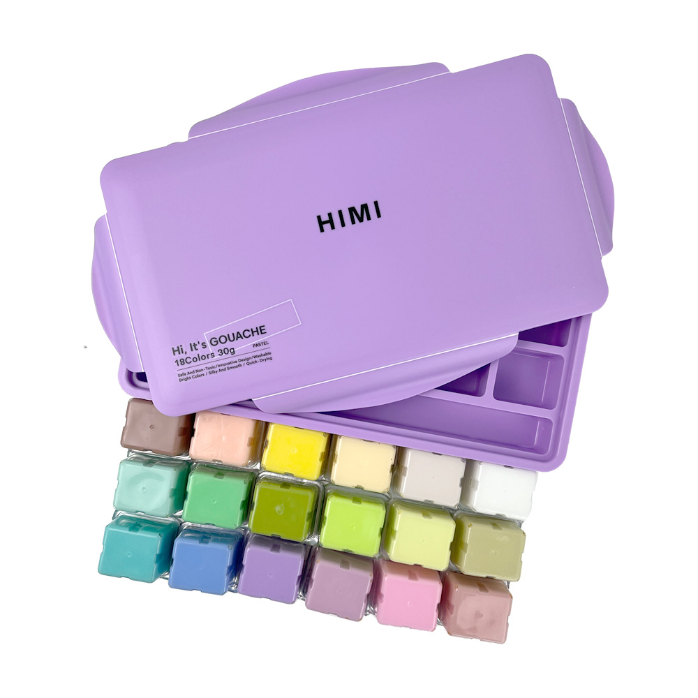 HIMI SET GOUACHE PASTEL 18 COLORES / 30GR ESTUCHE MORADO - 3