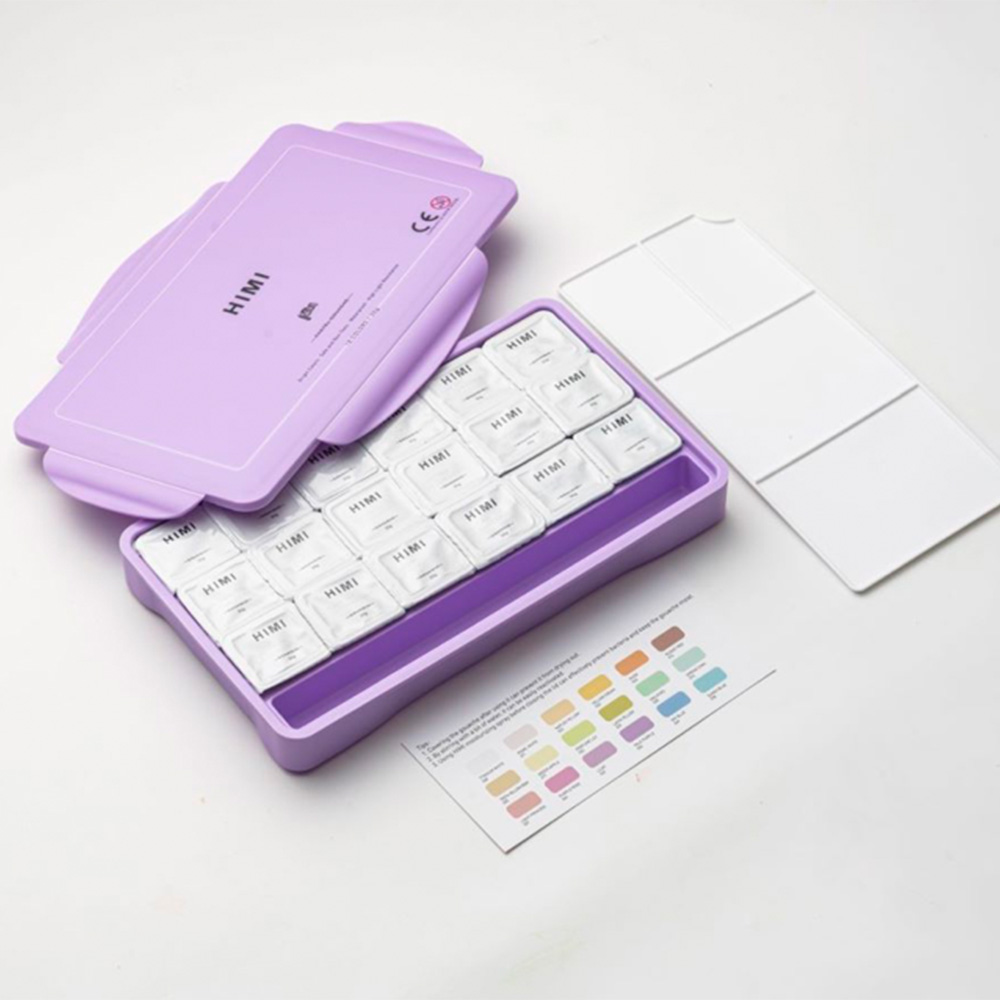 HIMI SET GOUACHE PASTEL 18 COLORES / 30GR ESTUCHE MORADO - 4