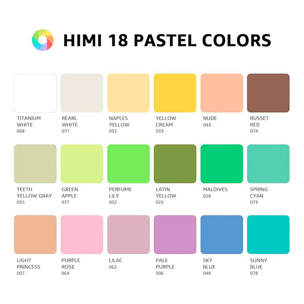 HIMI SET GOUACHE PASTEL 18 COLORES / 30GR ESTUCHE MORADO - 6