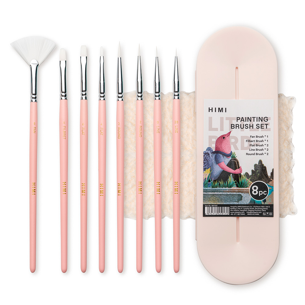 HIMI SET DE 8 PINCELES MULTIFORMA ROSADO - 1