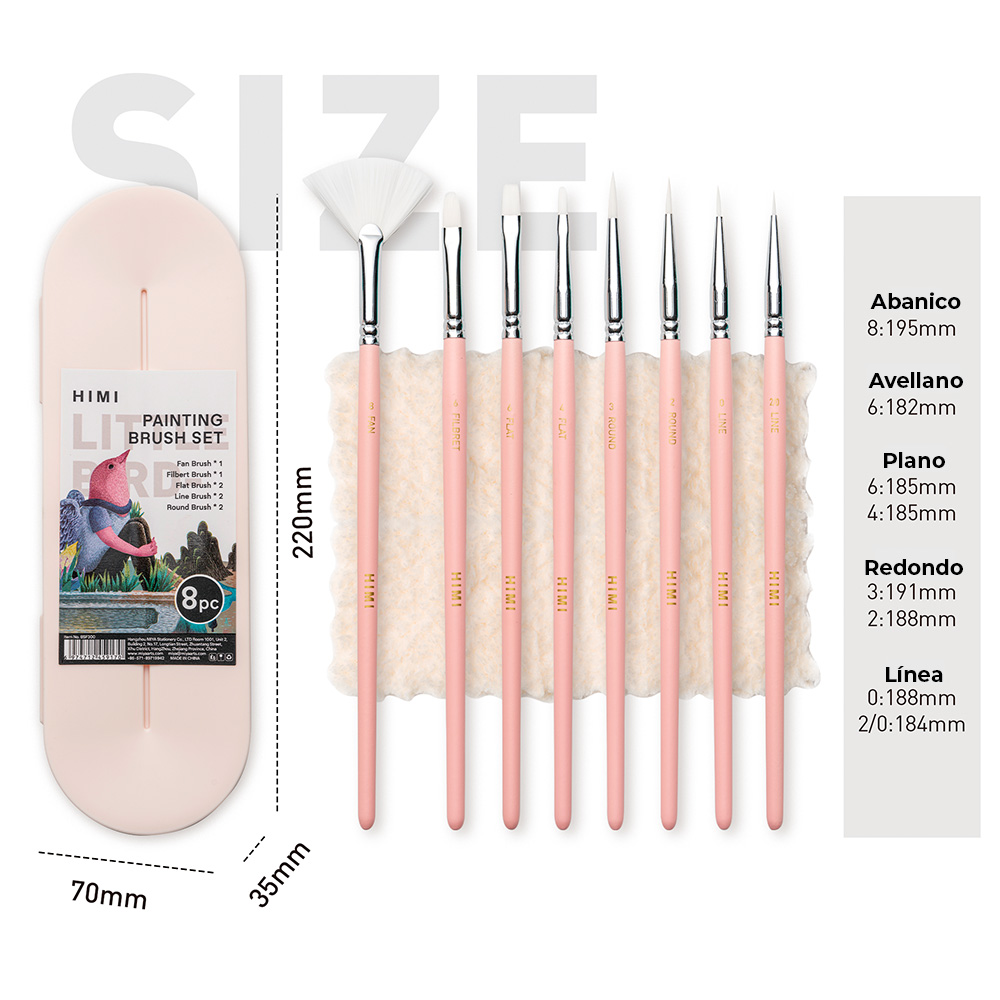 HIMI SET DE 8 PINCELES MULTIFORMA ROSADO - 5