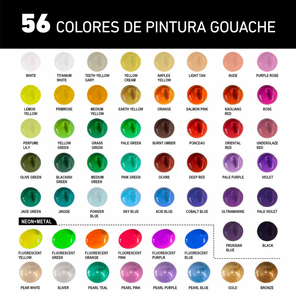SET HIMI GOUACHE 56 COLORES / 30GR (ESTUCHE BLANCO) - 7
