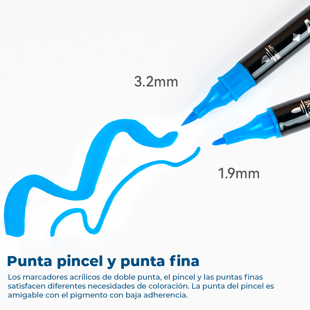 ARRTX MARCADORES ACRILICOS DE DOBLE PUNTA PINCEL & FINA 32 C - 2