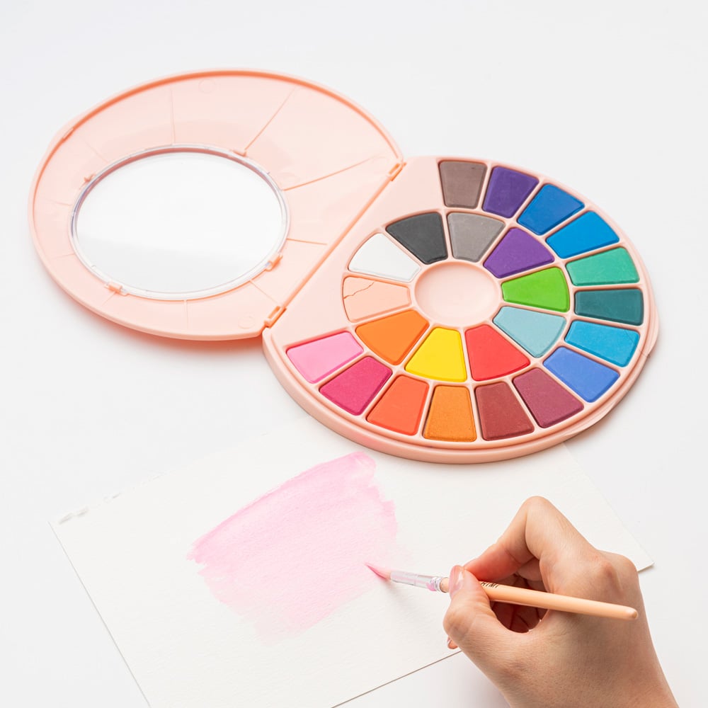 SET HIMI PINTURA SOLIDA A BASE DE AGUA 24 COLORES ROSADO - 2