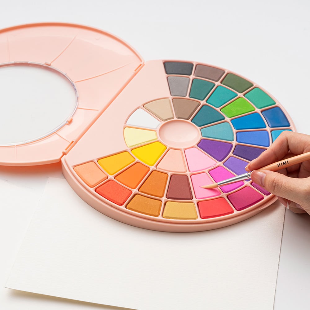 SET HIMI PINTURA SOLIDA A BASE DE AGUA 24 COLORES ROSADO - 7