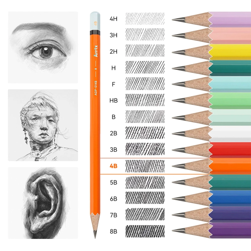 ARRTX 14 LAPICES DE DIBUJO PROFESIONALES DESDE 4H HASTA 8B - 2
