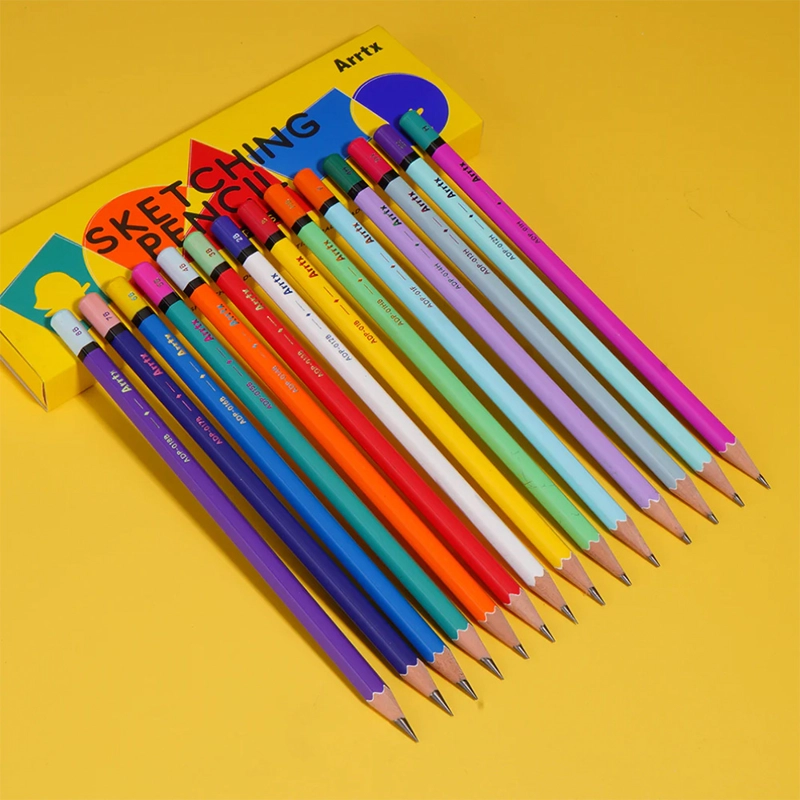 ARRTX 14 LAPICES DE DIBUJO PROFESIONALES DESDE 4H HASTA 8B - 5