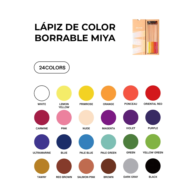MIYA LAPICES DE COLOR BORRABLE 24 COLORES - 2