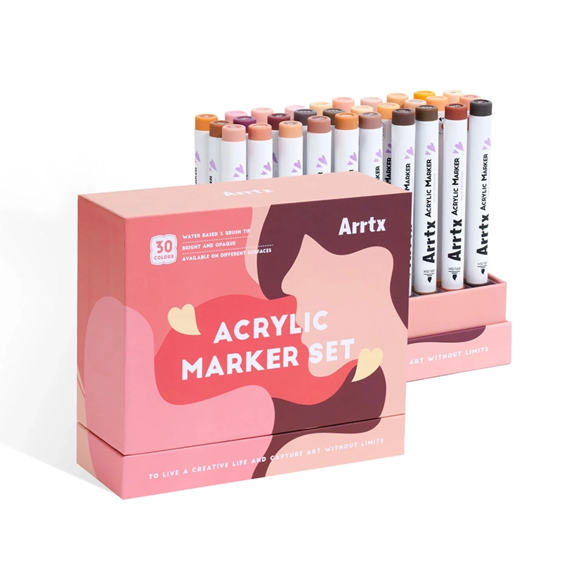 ARRTX MARCADORES ACRILICOS 30 COLORES PIEL PUNTA PINCEL 30C - 1
