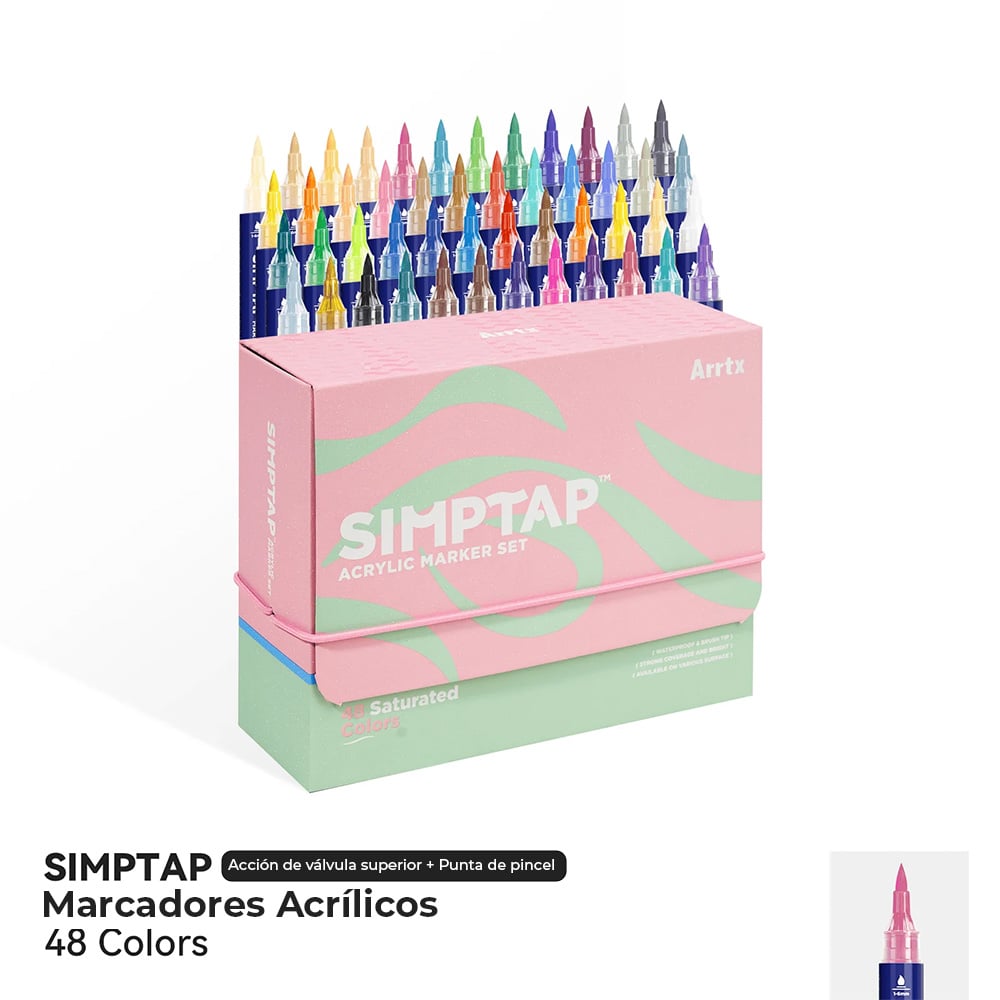 ARRTX MARCADORES ACRILICOS DE ACCION 48 COLORES PUNTA PINCEL - 2