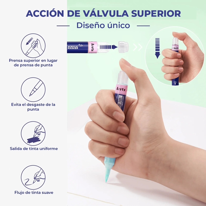 ARRTX MARCADORES ACRILICOS DE ACCION 48 COLORES PUNTA PINCEL - 4