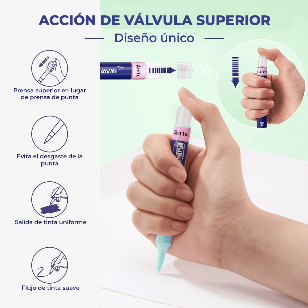 ARRTX MARCADORES ACRILICOS DE ACCION 48 COLORES PUNTA PINCEL - 4