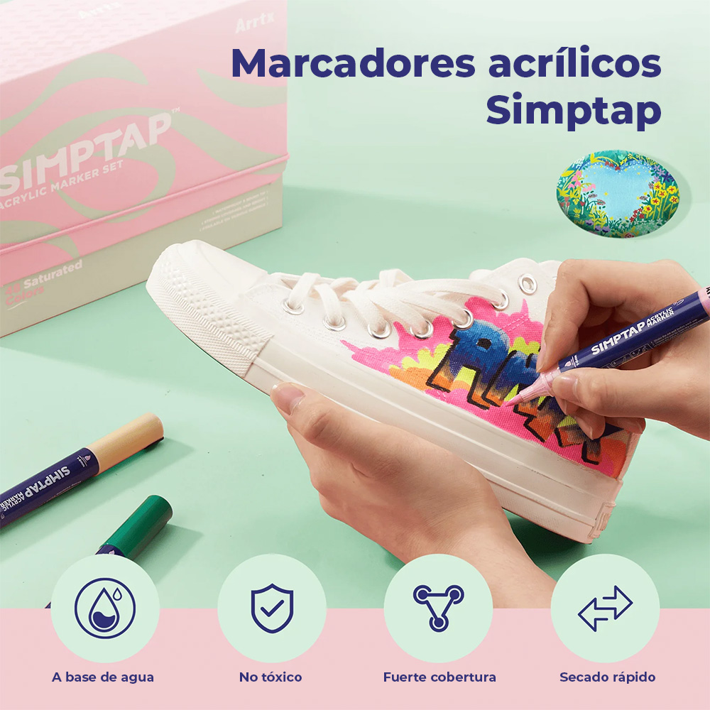 ARRTX MARCADORES ACRILICOS DE ACCION 48 COLORES PUNTA PINCEL - 6