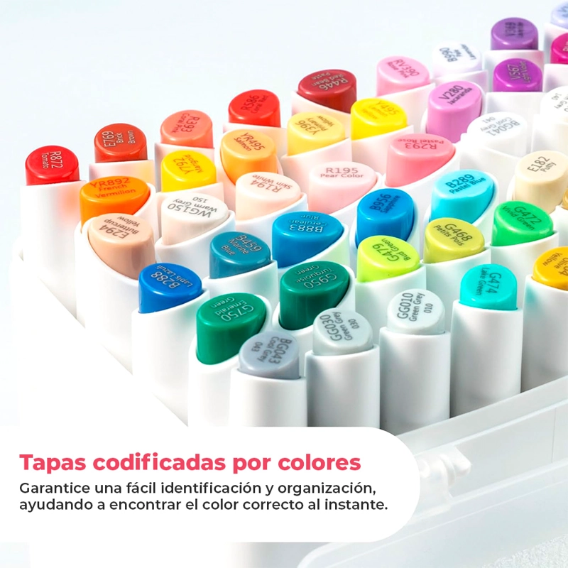 OHUHU 60 MARCADORES BASE ALCOHOL MINI PINCEL Y BISELADA FINA - 5