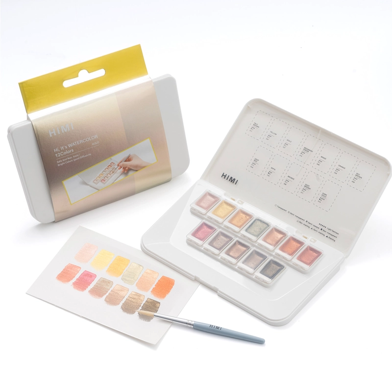 HIMI SET DE ACUARELA METALIZADA 12 COLORES SELECCION ORO - 5