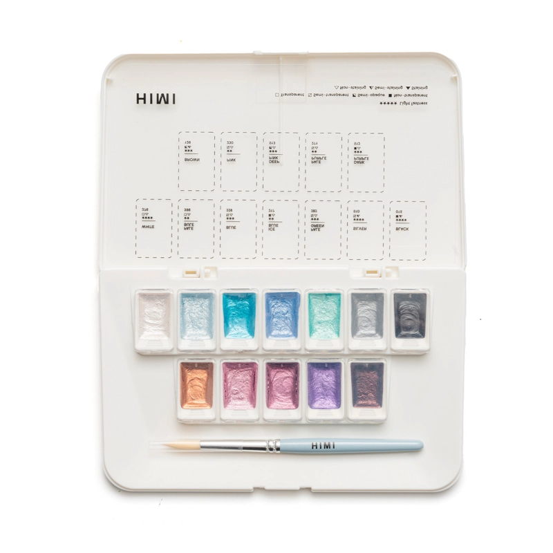 HIMI SET DE ACUARELA METALIZADA 12 COLORES SELECCION PLATA - 2