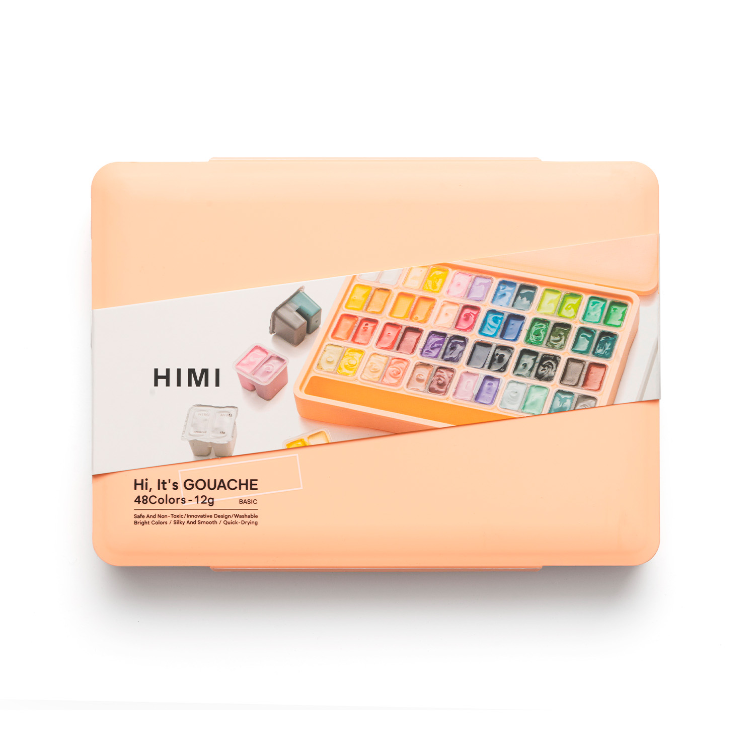 HIMI SET GOUACHE 48 COLORES TWIN CUP 12G +3 PINCELES DAMASCO - 1
