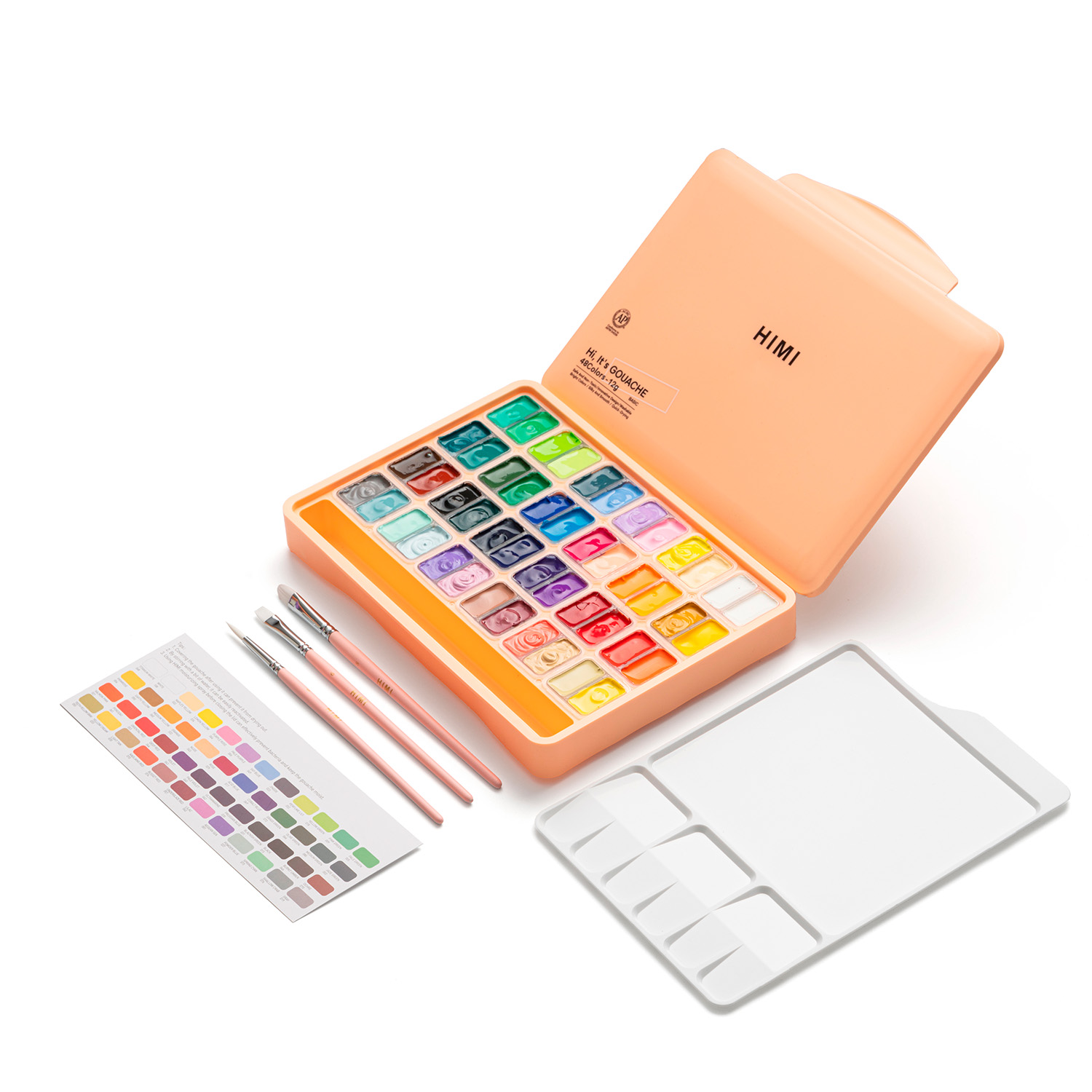 HIMI SET GOUACHE 48 COLORES TWIN CUP 12G +3 PINCELES DAMASCO - 2