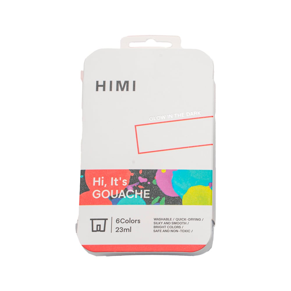 HIMI SET GOUACHE BRILLO EN LA OSCURIDAD 6 TONOS BASICOS 23ML - 1