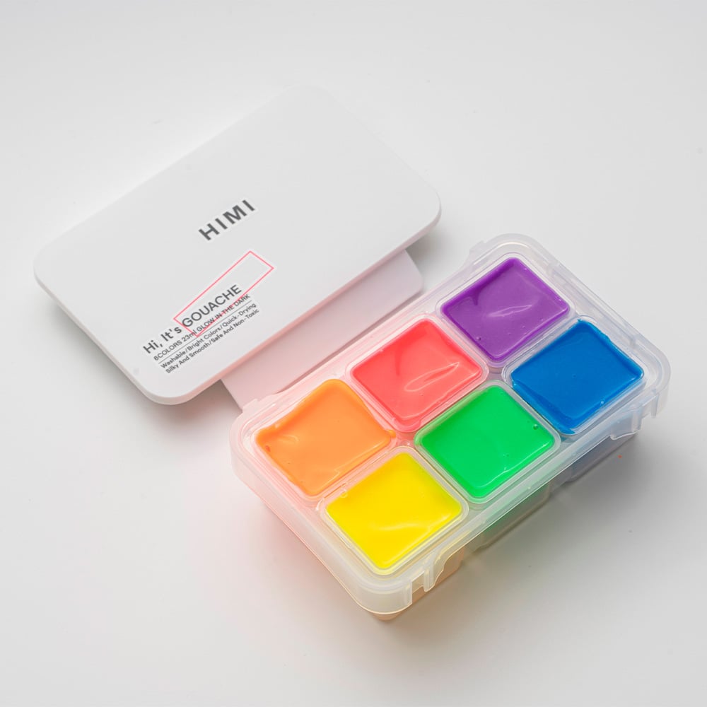HIMI SET GOUACHE BRILLO EN LA OSCURIDAD 6 TONOS BASICOS 23ML - 2