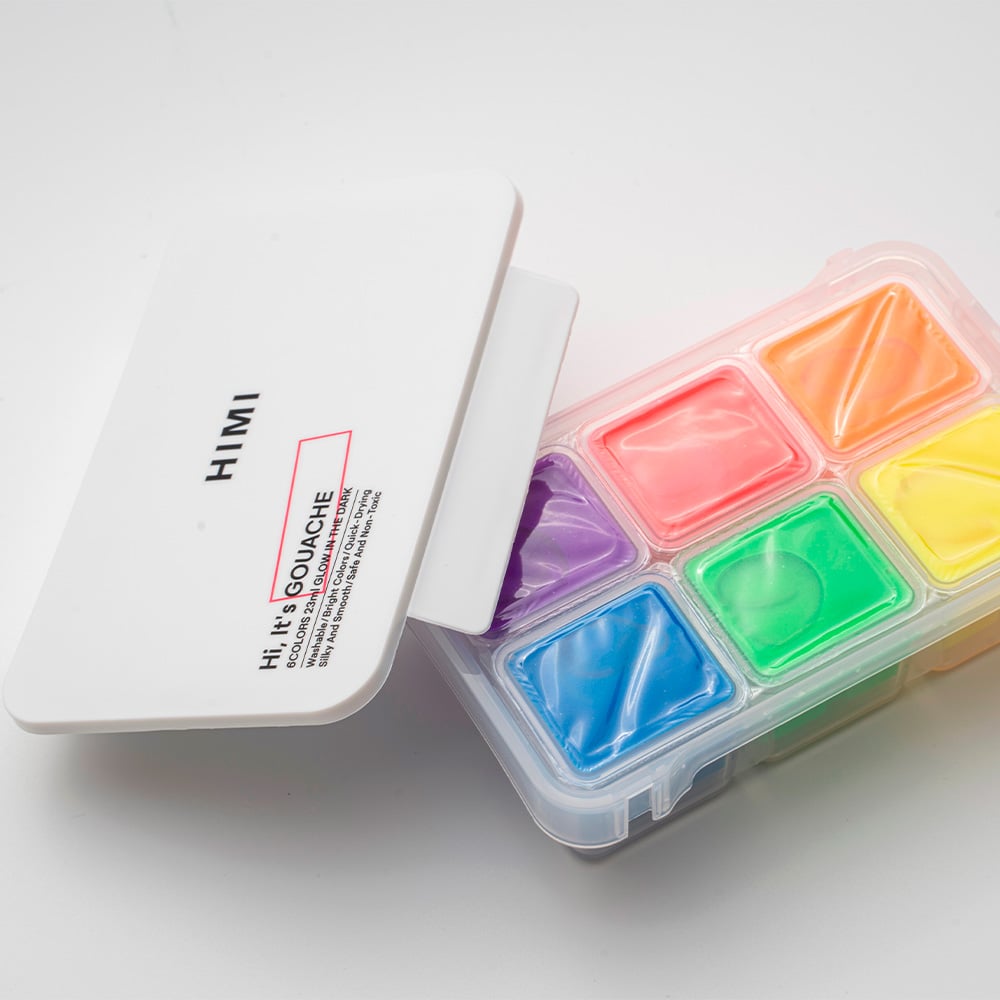 HIMI SET GOUACHE BRILLO EN LA OSCURIDAD 6 TONOS BASICOS 23ML - 3