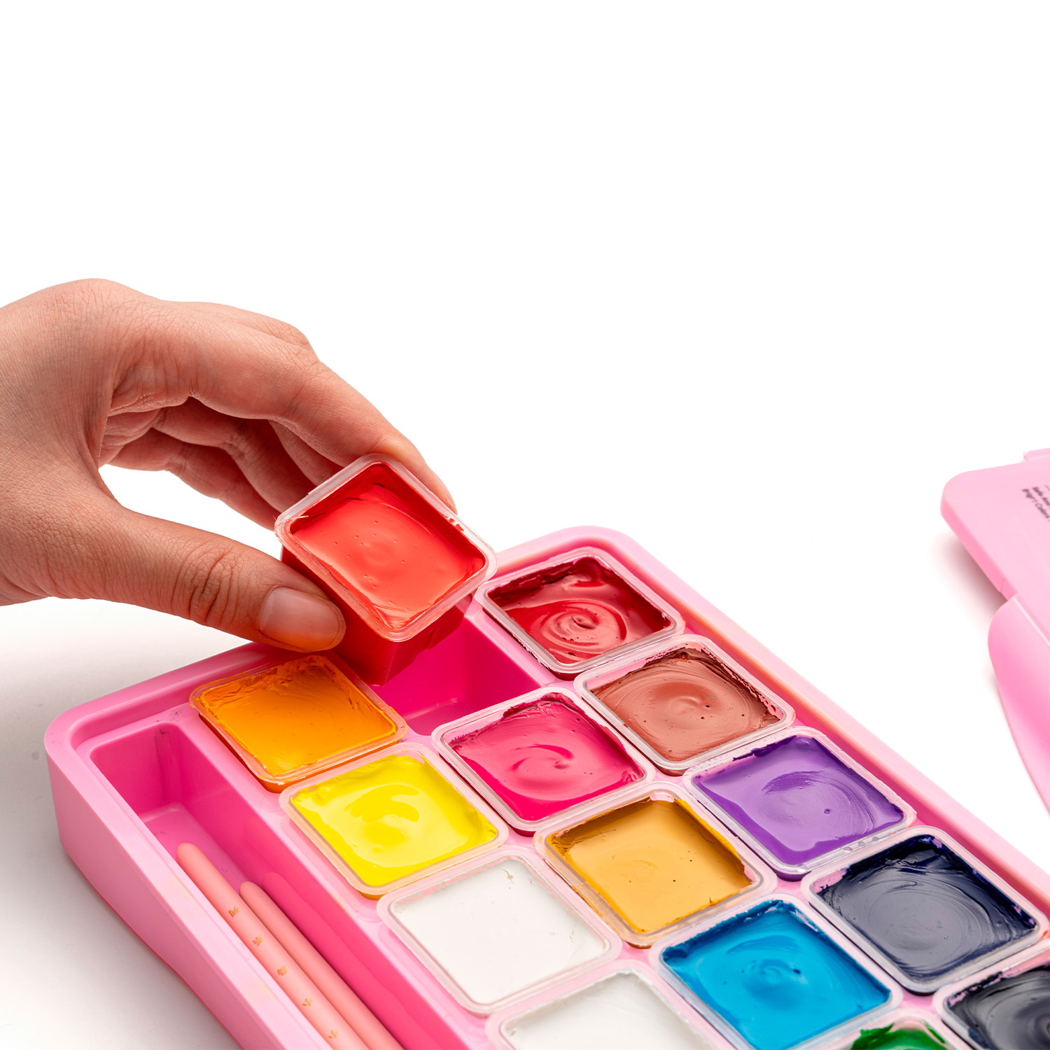 HIMI SET GOUACHE 18 COLORES BASICOS 12G + 3 PINCELES ROSADO - 6