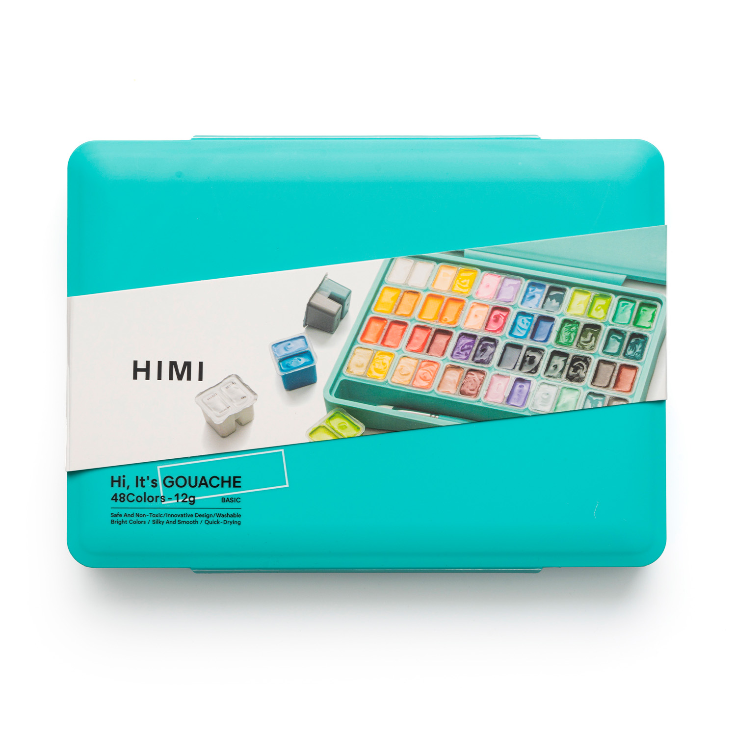 HIMI SET GOUACHE 48 COLORES TWIN CUP 12G + 3 PINCELES VERDE - 1