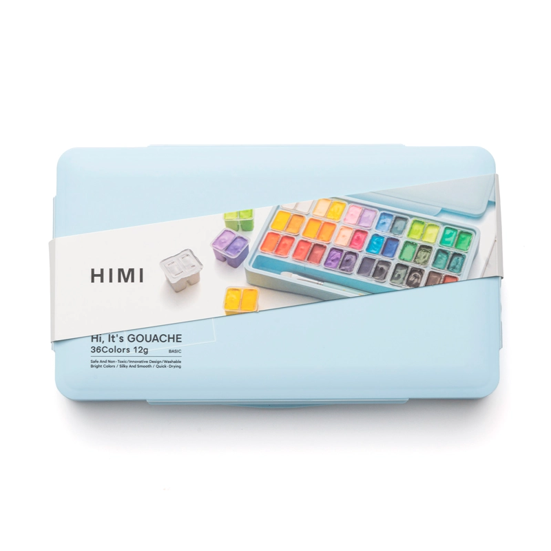 HIMI SET GOUACHE 36 COLORES TWIN CUP 12G + 3 PINCELES AZUL - 1