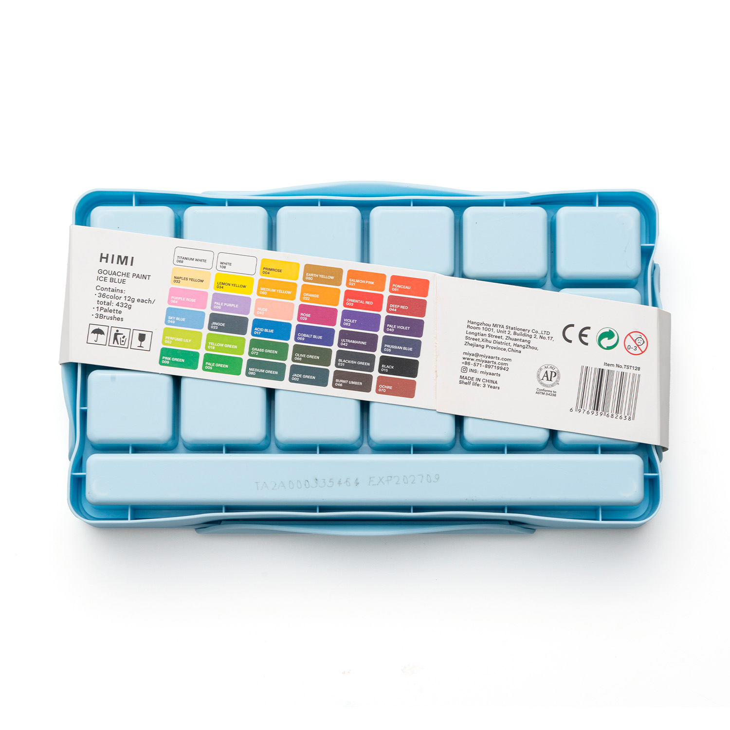 HIMI SET GOUACHE 36 COLORES TWIN CUP 12G + 3 PINCELES AZUL - 3