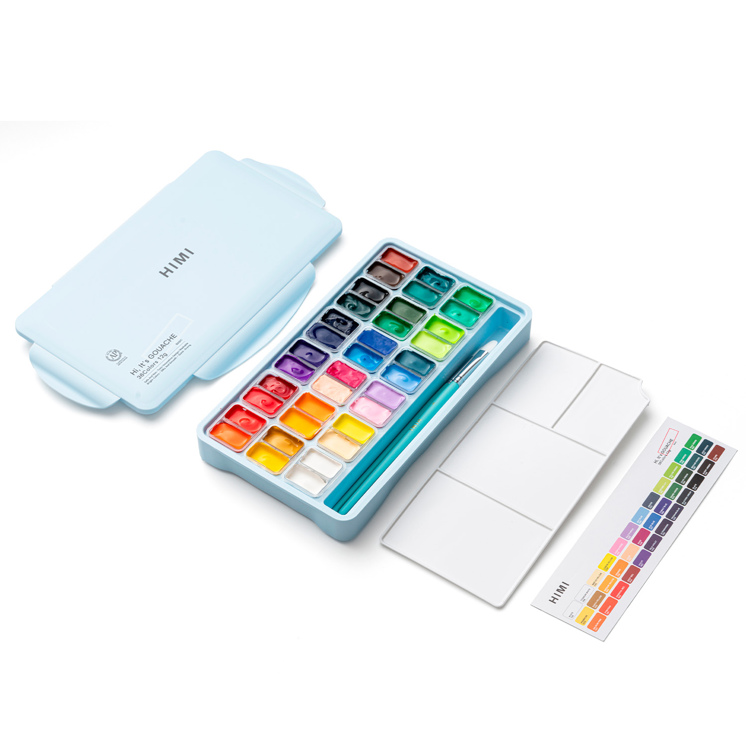 HIMI SET GOUACHE 36 COLORES TWIN CUP 12G + 3 PINCELES AZUL - 4