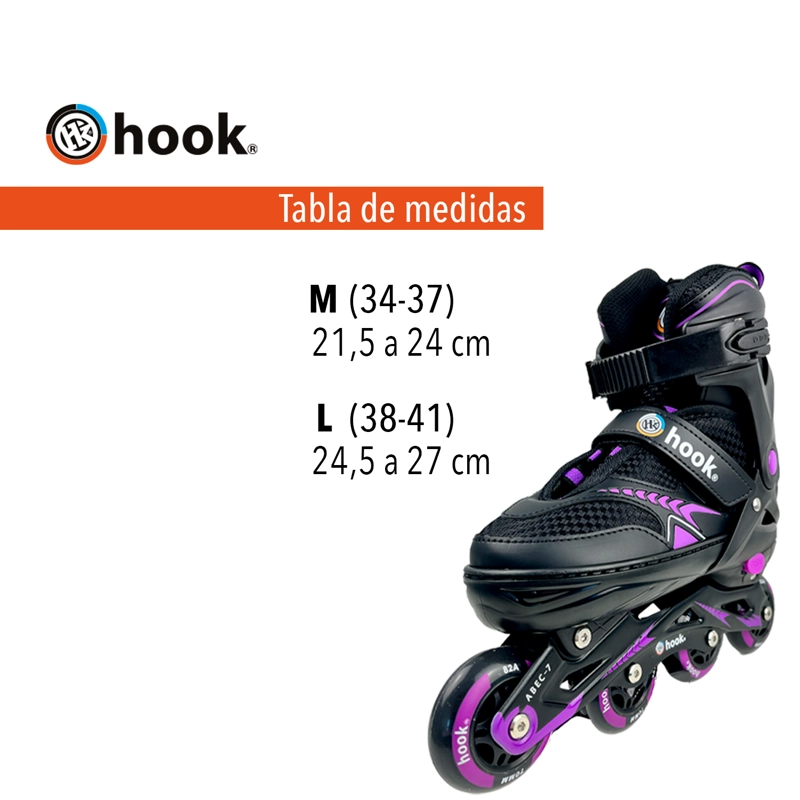 PATINES EN LINEA EXTENSIBLES HOOK FITNESS MORADO M (34-37) - 2
