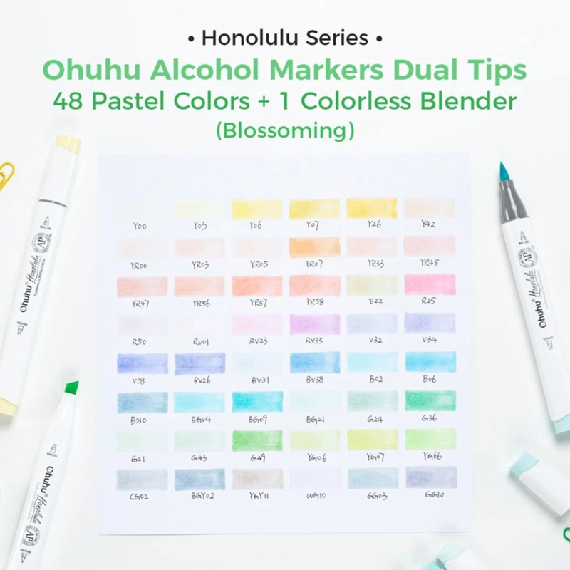 OHUHU 48 MARCADORES ALCOHOL PASTEL BLOSSOMING PINCELBISELADA - 2