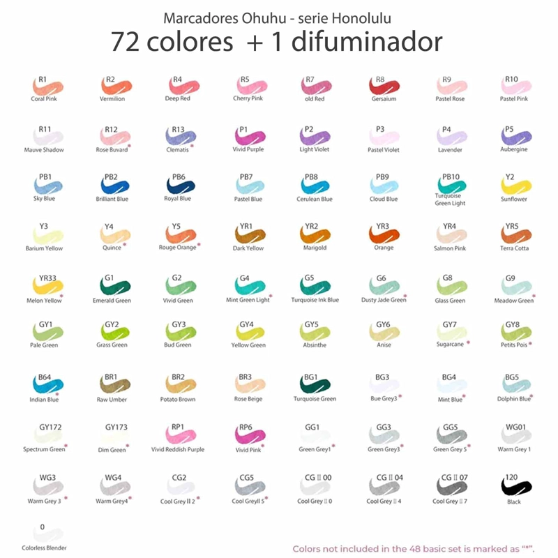 OHUHU 72 MARCADORES ALCOHOL + 1 BLENDER PINCEL & BISELADA - 3