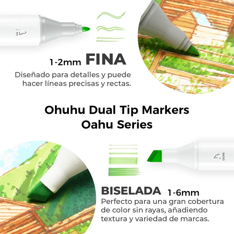 OHUHU 60 MARCADORES ALCOHOL + 1 BLENDER FINA & BISELADA - 3